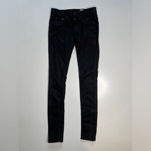 RAG & BONE Leggings Skinny Jeans Coated‎ Black Women's Size 24 (25x28.5) Shimmer